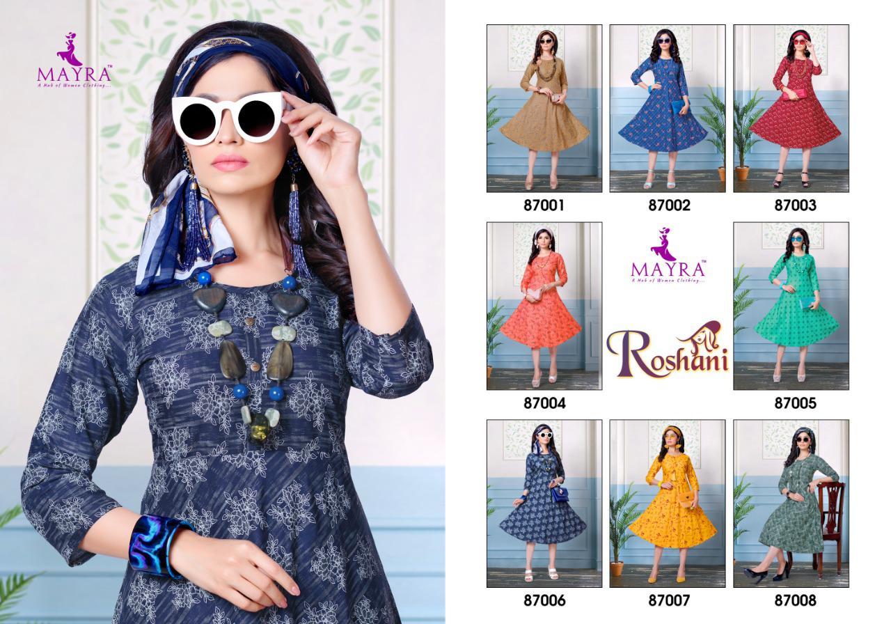 Mayra Roshani Latest Designer Rayon Print Party Wear Kurti Collection
