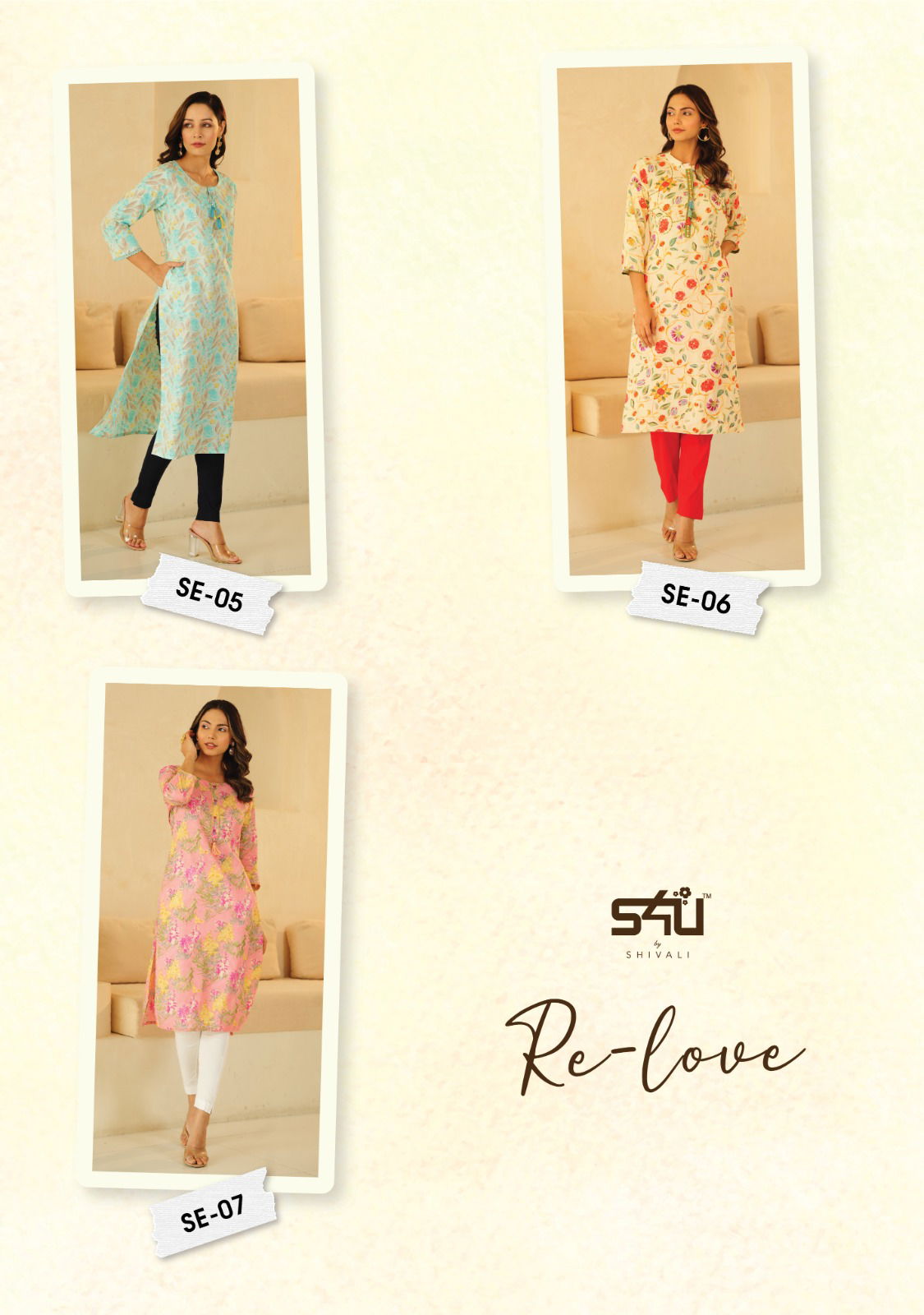 Re Love By S4u SE-01 To SE-07 Printed Kurtis Catalog
