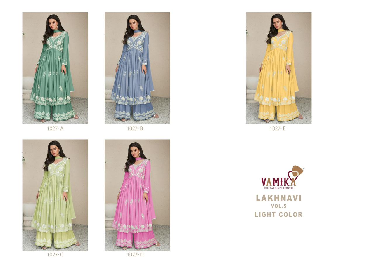 Lakhnavi Vol 5 Light Color By Vamika Designer Suit Catalog
