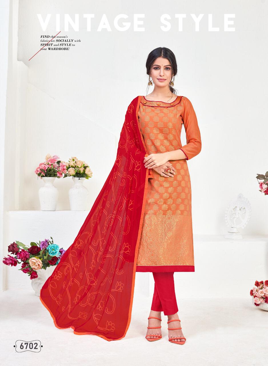 Silky 67 Latest Festival Wear Banarasi Jacquard With Santoon Inner and Nazneen Chain With Lace Dupatta 