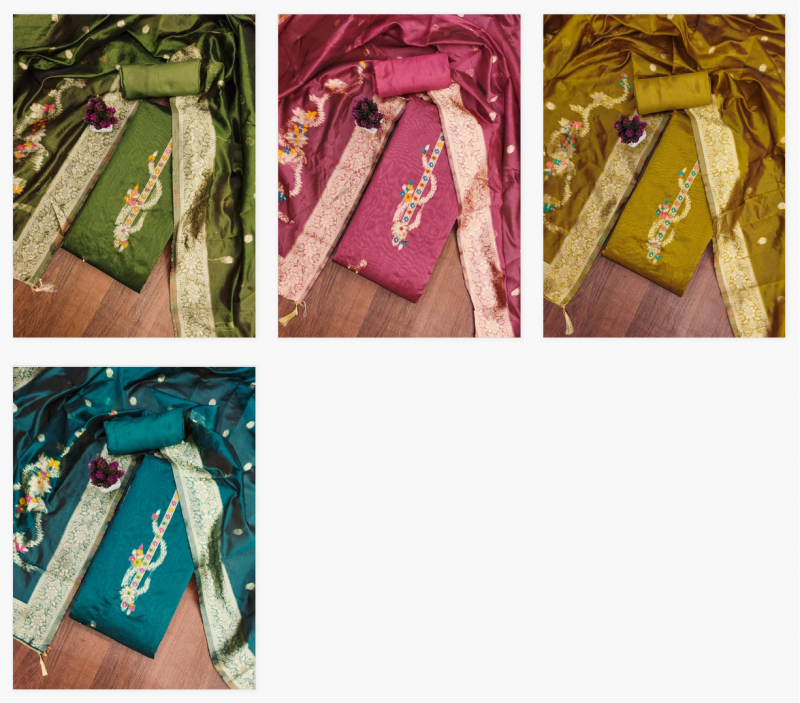 Color Set 9086 Fancy Jacquard Dress Material Wholesalers In Delhi