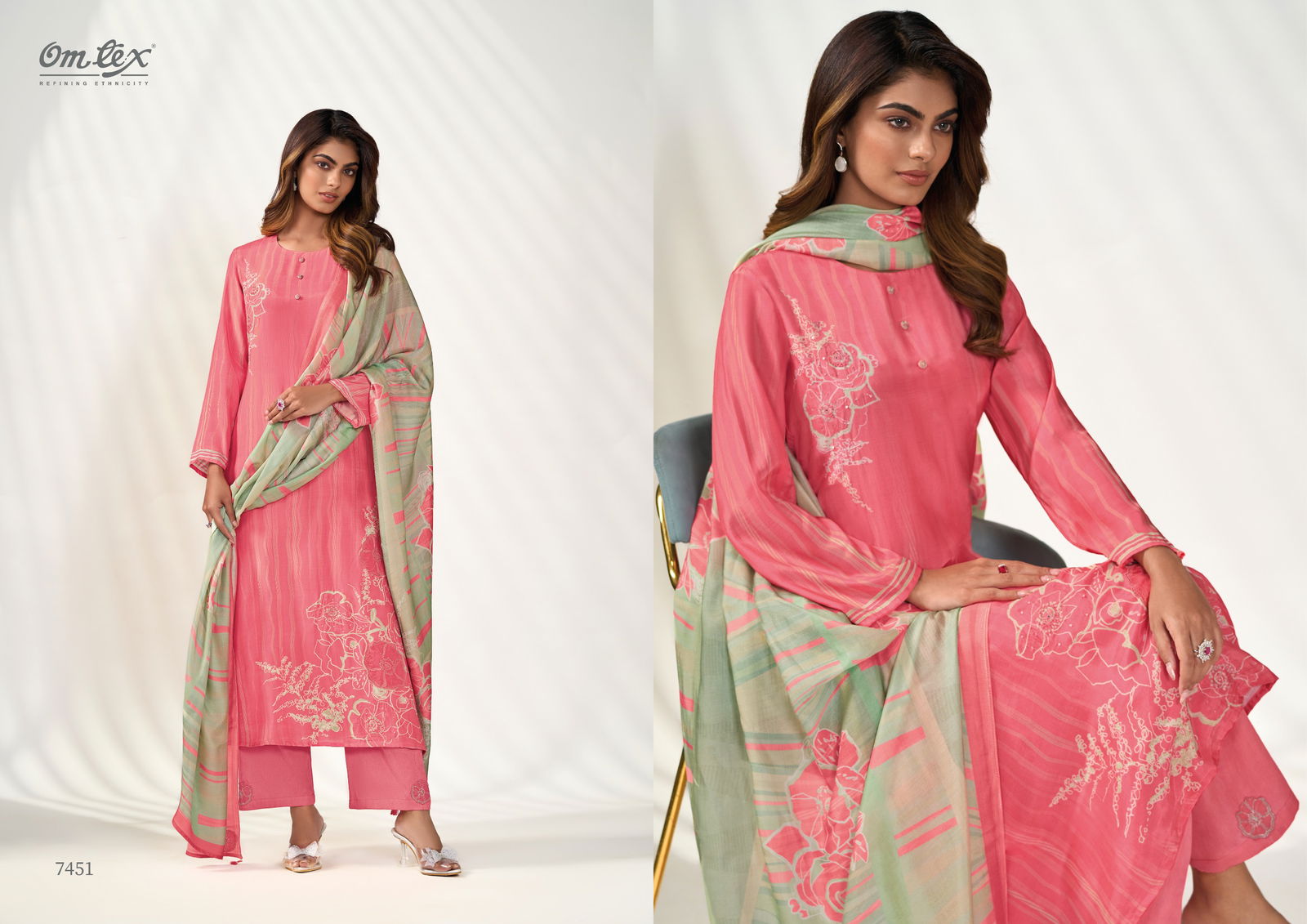 Essence 7451 By Omtex Daisy Silk Embroidery Salwar Kameez Suppliers In India