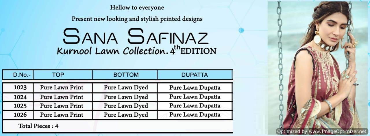 Sana Safinaz Kurnool 4th Edition Designer Pure Lawn Printed Dress Material With Pure Lawn Dupatta