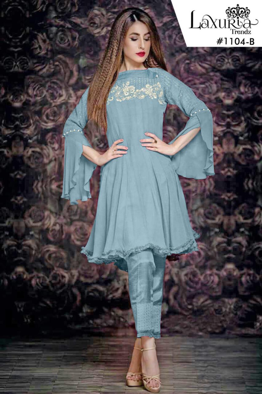 Laxuria Trendz 1104 Party Wear Georgette Designer Tops With Bottom Collection
