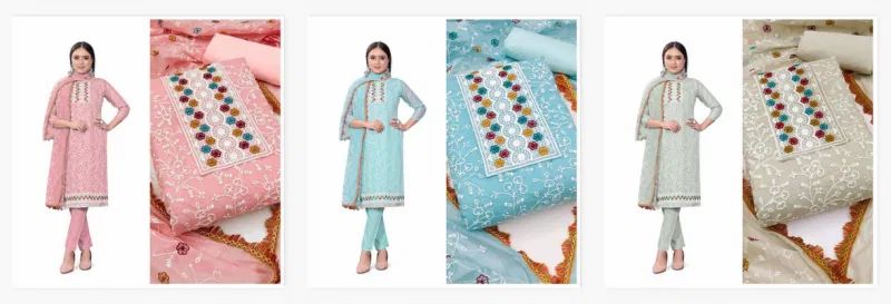 Color Set 9012 Chanderi Cotton Embrodered Dress Material Wholesale Market In Surat With Price