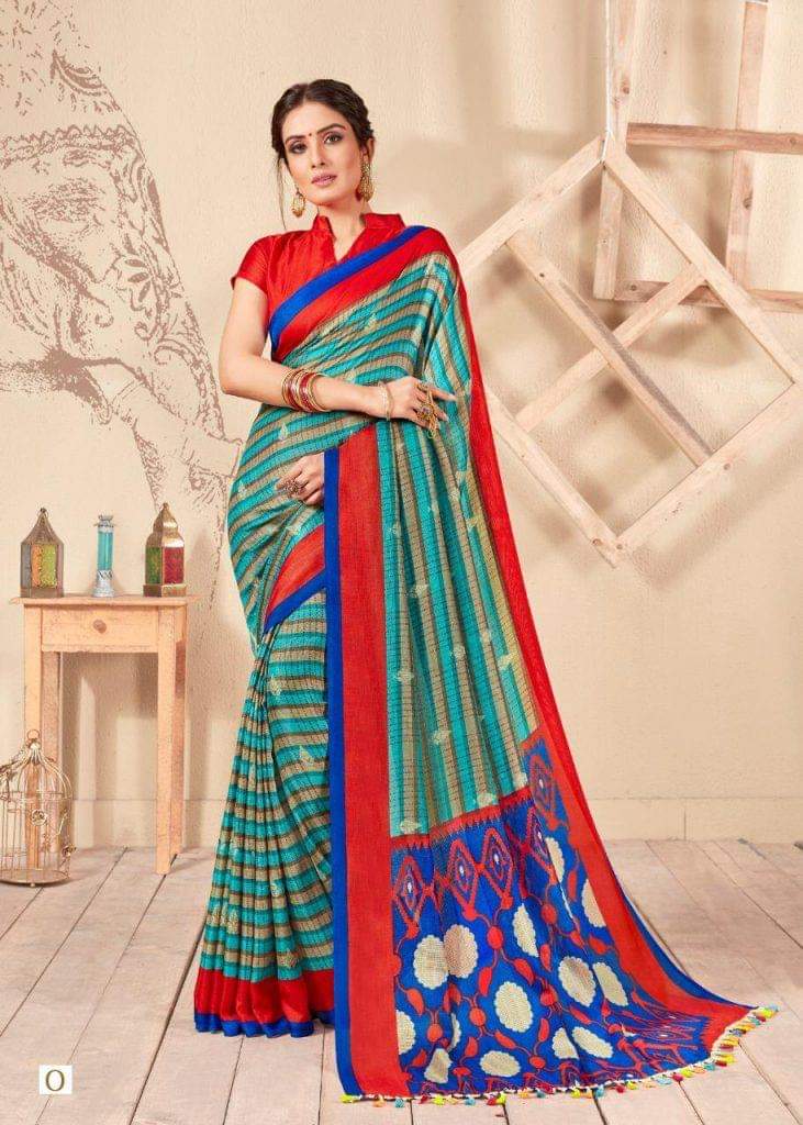 Shreyans Latest Printed Casual Wear Printed Jute Silk Saree Collection 