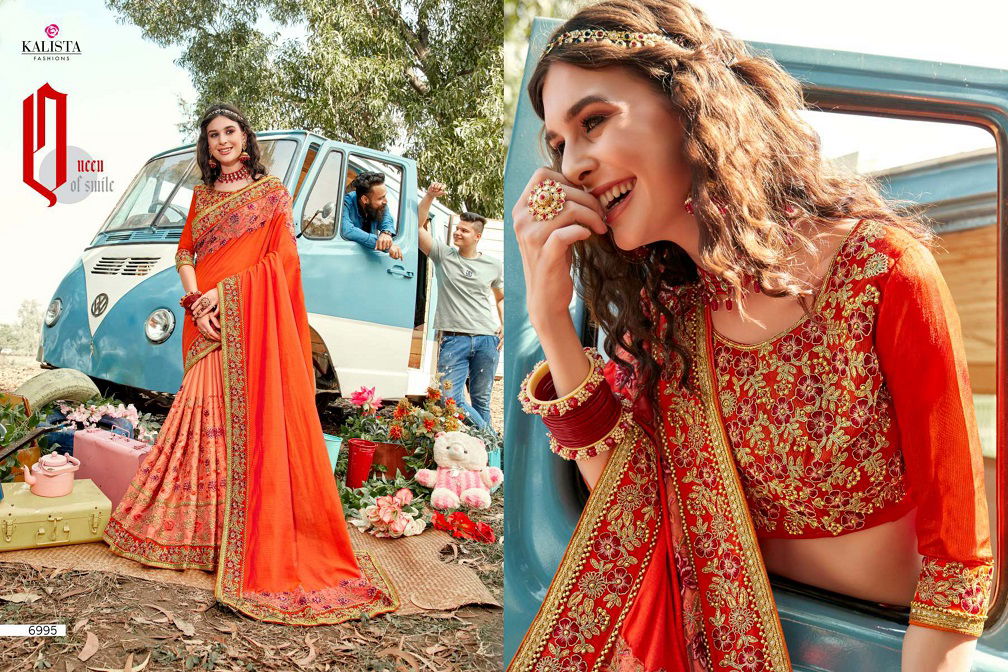 Kalista Khawaab 16 Latest Wedding Wear Embroidery And Stone Worked Silk Sarees Collection