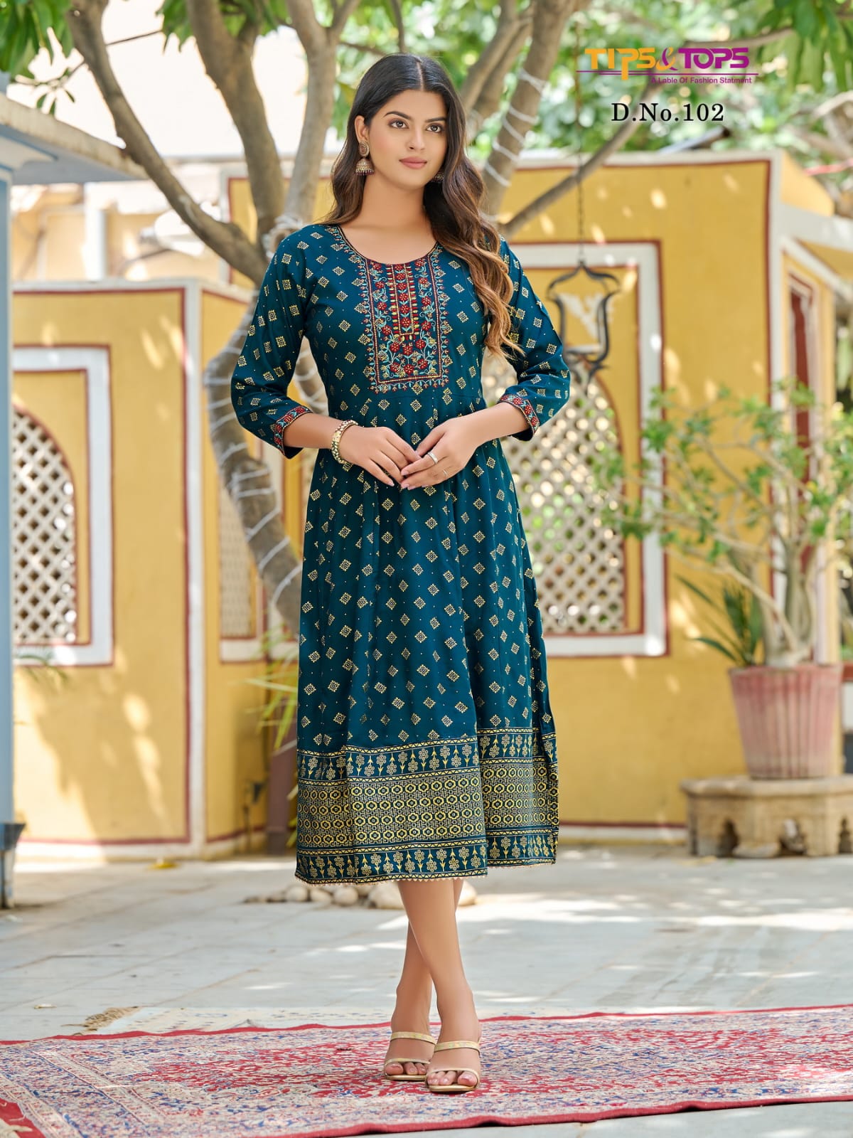Charmie By Tips And Tops Rayon Slub Foil Printed Kurti Catalog
