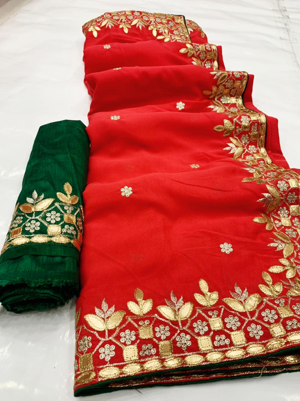 Mahek 67 Heavy Festive Wear Designer Gota Work Georgette Saree Collection