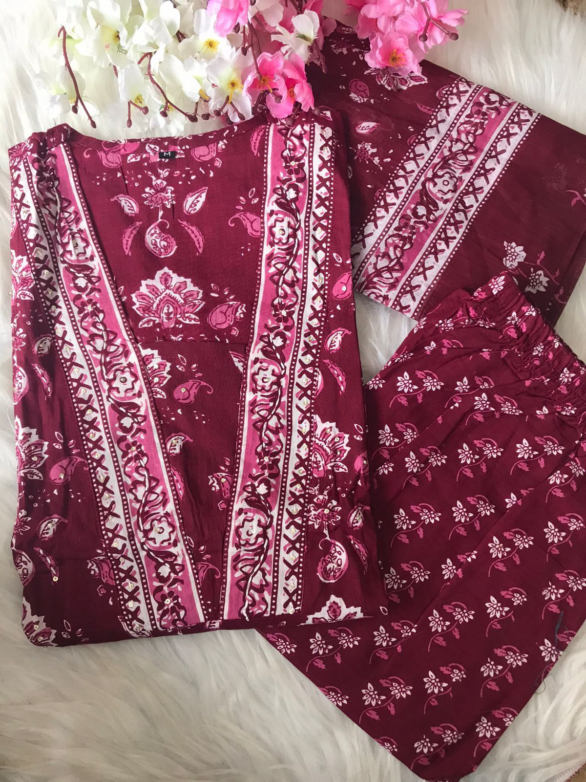 Vt Designer Cotton Handwork Kurti With Bottom Dupatta Orders In India
