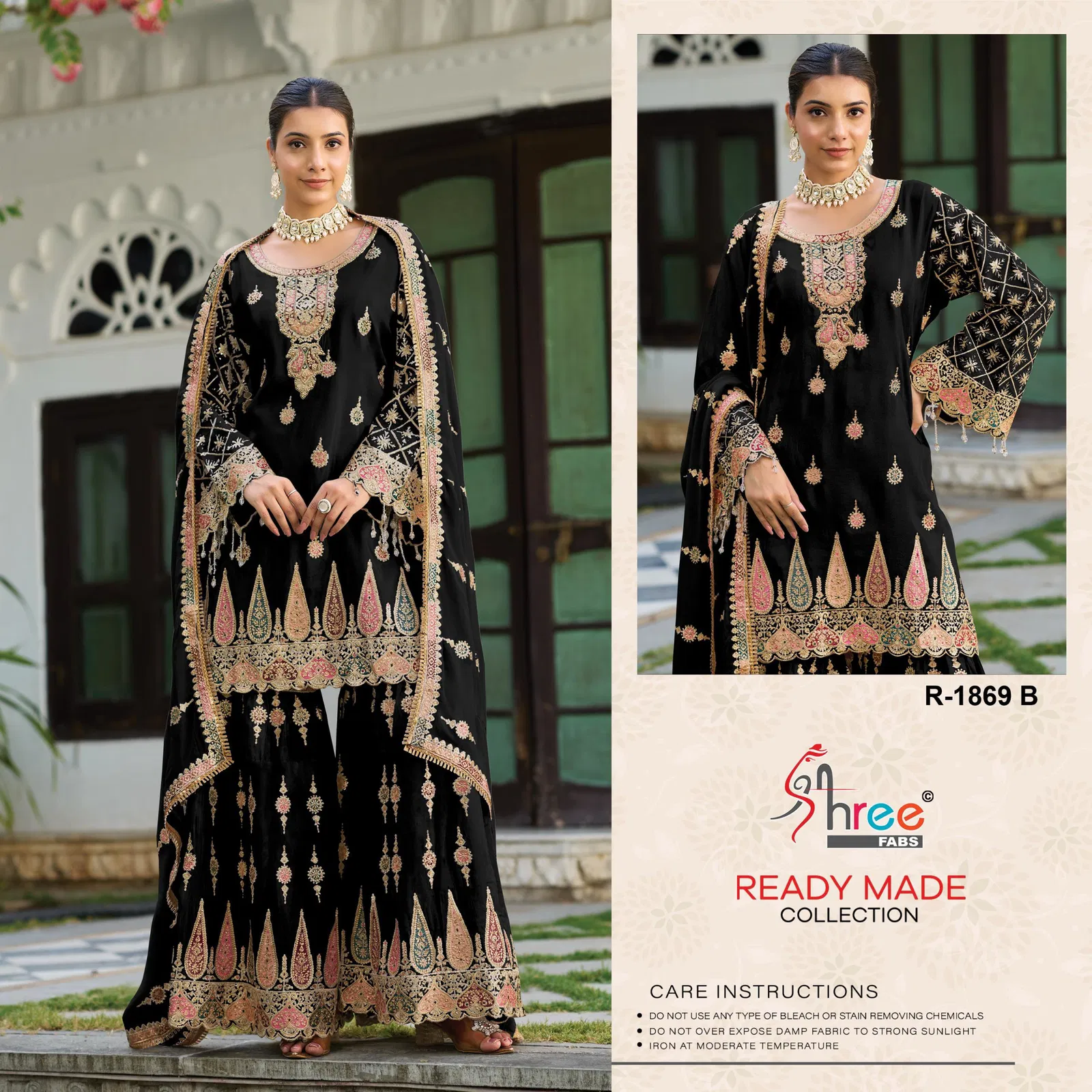 R 1869 By Shree Air Tex Chinon Pakistani Readymade Suits Exporters In India