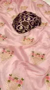 1296 Beautiful Designer Gold Crush Silk Embroidery Saree Suppliers In India
