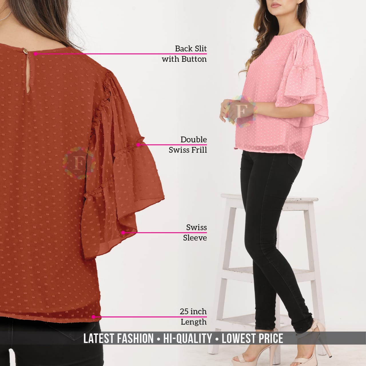 Swiss Sleeve Top Latest Designer Georgette Party Wear Short Top Collection 