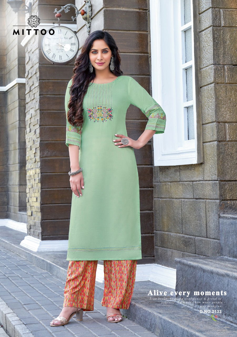 Mittoo Panghat 21 Latest Ethnic Wear Rayon Designer Kurti With Bottom Collection