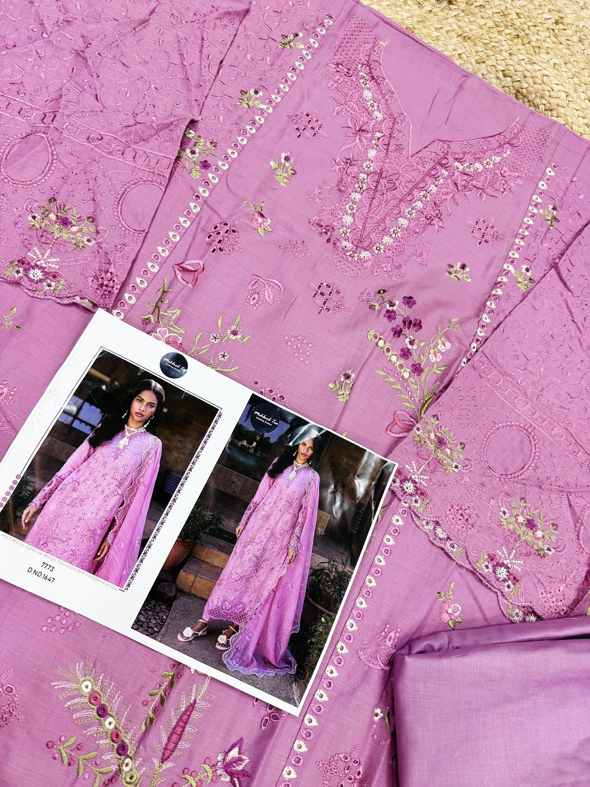 1647 Mehbbob Tex Visocse Lawn Embroidery Pakistani Suits Exporters In India