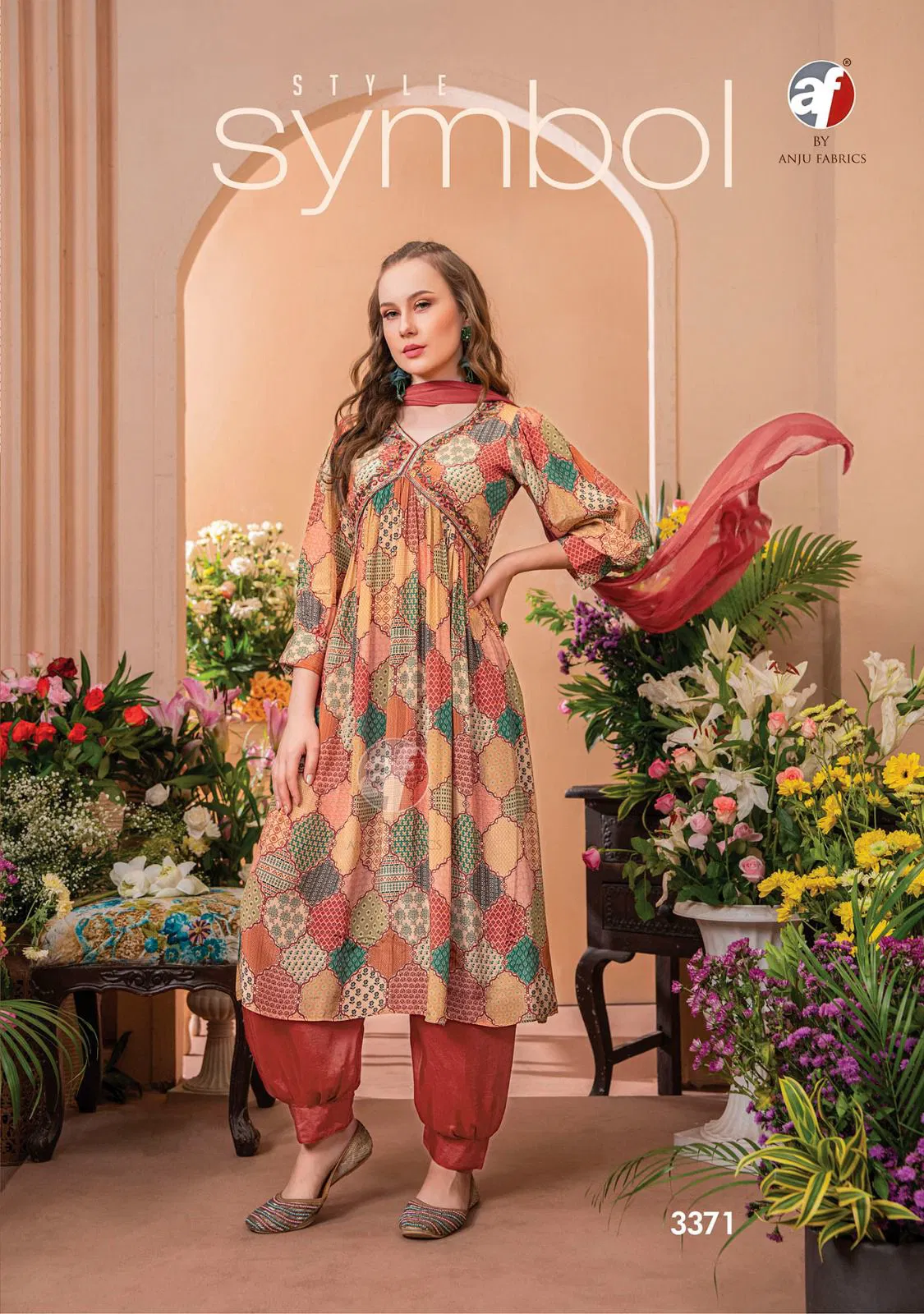 Geet By Anju Fabric Afghani Alia Cut Kurti Bottom With Dupatta

