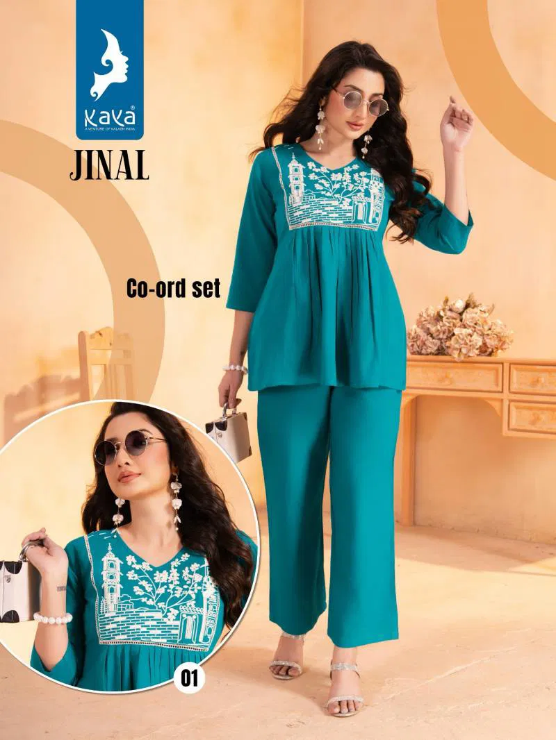 Jinal By Kaya Cotton Flex With Work Co Ord Set Wholesale Online