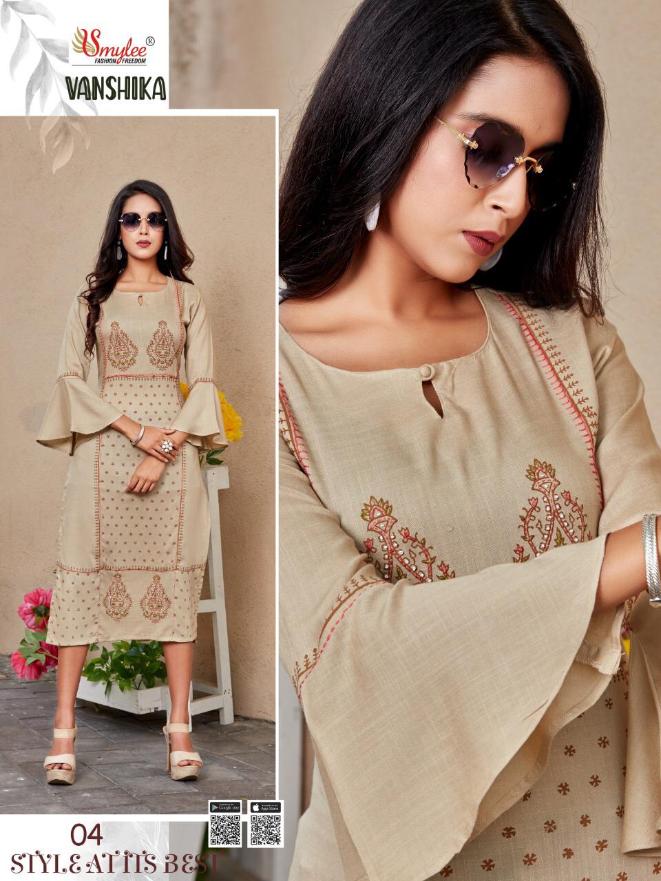 Smylee Vanshika Latest Fancy Designer Ethnic Wear  Heavy Slub Rayon Designer Kurti Collection
