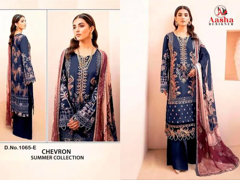 Aasha 1065 A To E Chiffon Dupatta Pakistani Salwar Suit Bulk Orders In India