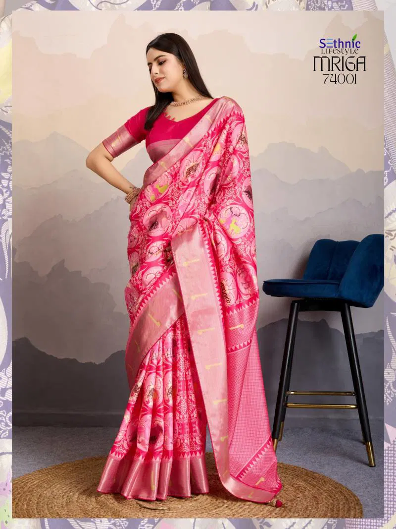 Mriga By Sethnic Dola Satin With Zari Patta Wholesale Saree Suppliers In Mumbai