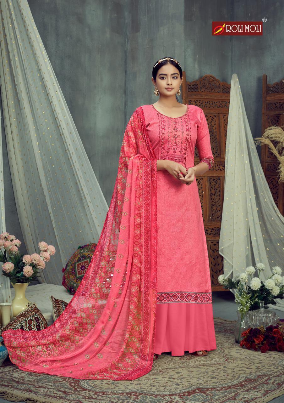 ROLI MOLI SARINA Latest fancy festive Wear Pure Glace cotton Designers Embroidery Readymade Salwar suit collection