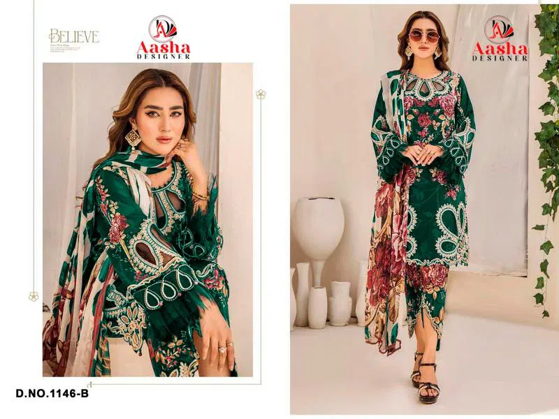 Aasha 1146 Hit Colours Cotton Dupatta Pakistani Suits Wholesale Price In Surat
