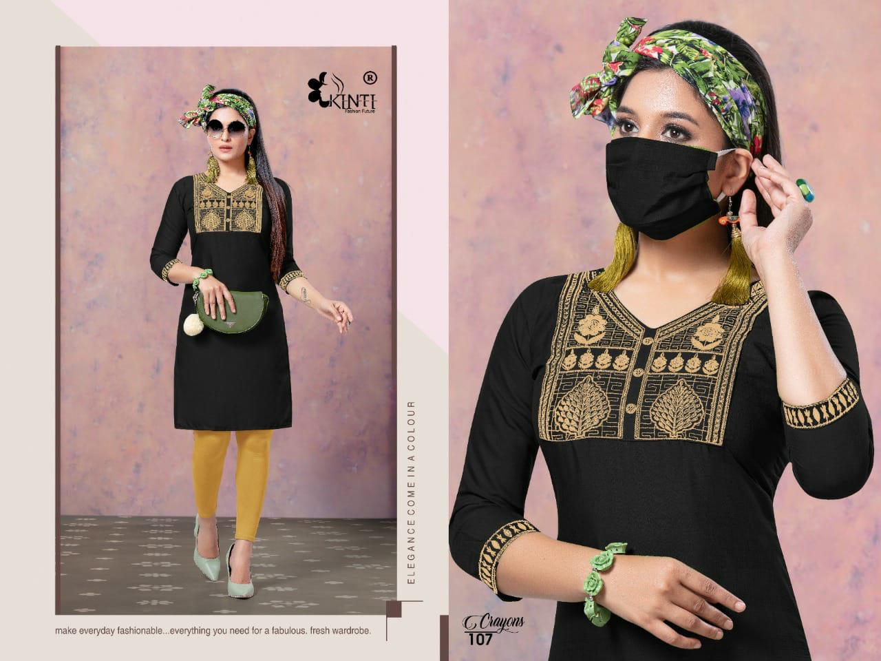 Kinti Crayons Casual Wear Silk Embroidery Ethnic Wear Kurti Collection