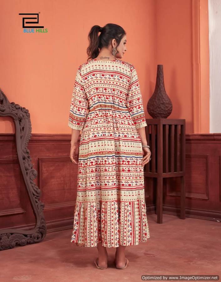 Blue Hills Special 1 Latest Fancy Ethnic Wear Rayon Long Kurti Collection