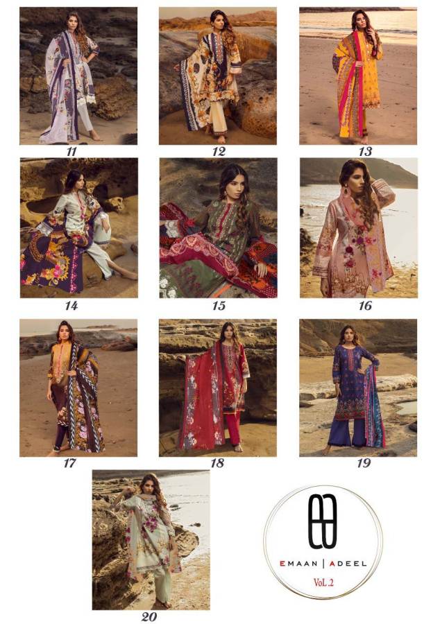 Emaan Adeel 2 Latest Collection of Designer Printed Pure Lawn Karachi Dress materials 