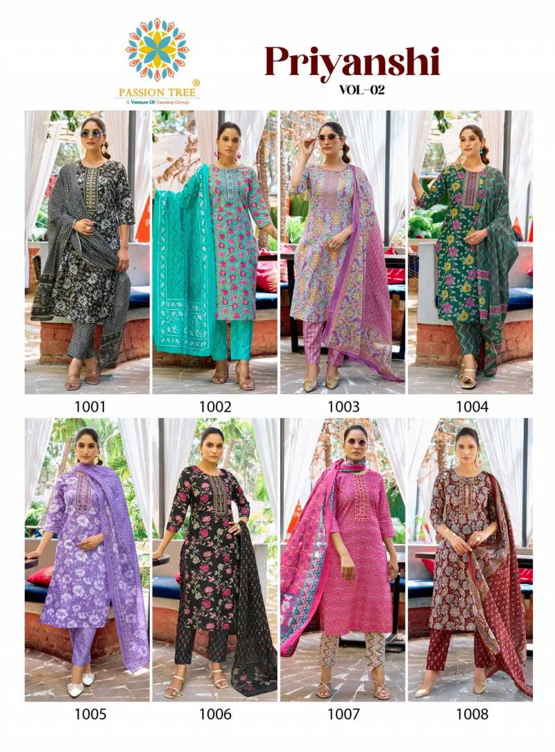 Priyanshi Vol 2 By Passion Tree Straight Cotton Readymade Suits Wholesalers In Delhi