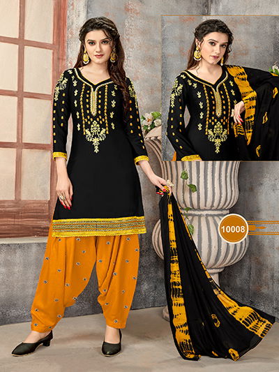 Patiyala 10 Latest Designer Festive Wear Cotton With Embroidery Work Top With Bottom And fancy Print Dupatta Dress Material Collection