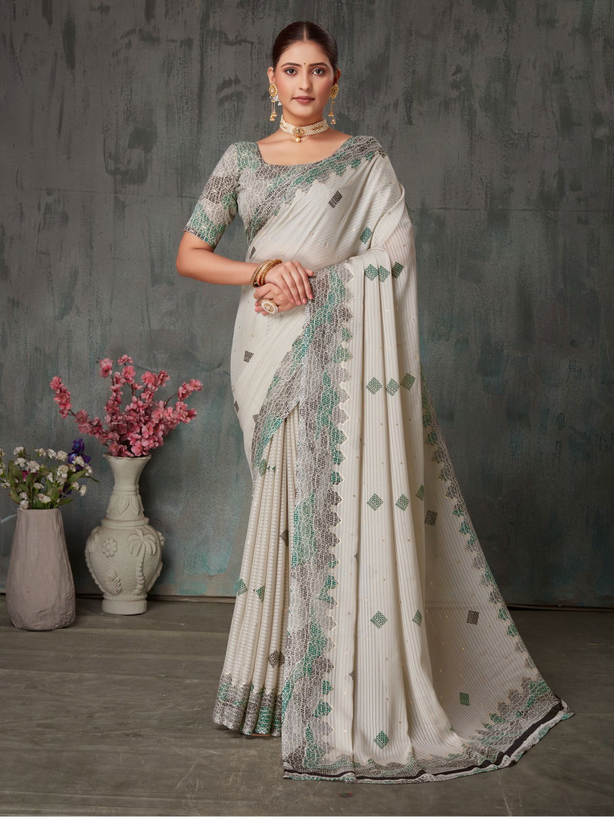 Vardha By Dhaga Chiffon Daily Wear Saree Wholesale Market In India