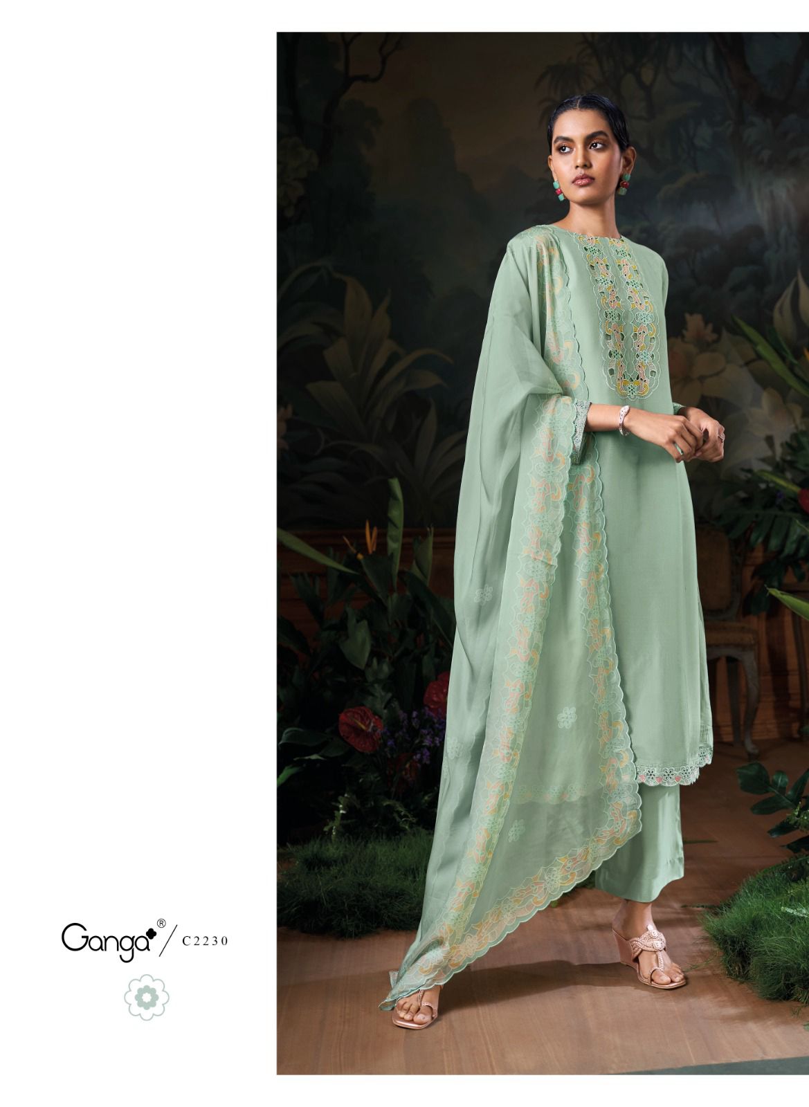 Irha by Ganga Silk Satin Embroidery Salwar Suit Wholesale Price In Surat