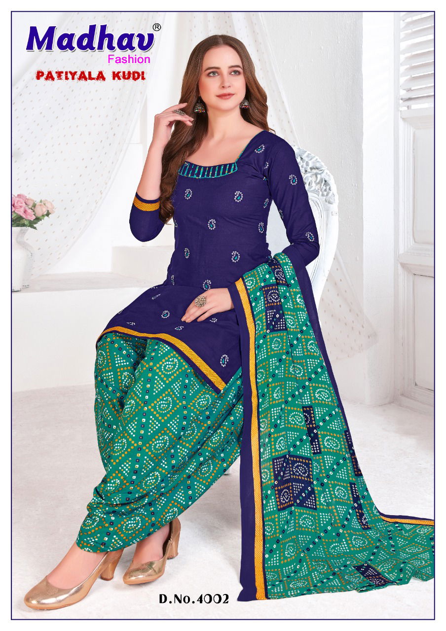 Madhav Patiyala Kudi 4 Latest Designer Festive Wear Cotton Top With Bottom And fancy Print Dupatta Dress Material Collection

