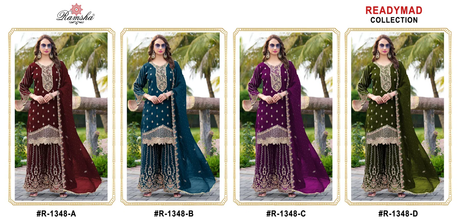 R 1348 Nx By Ramsha Crunchy Pakistani Readymade Suits Exporters In India