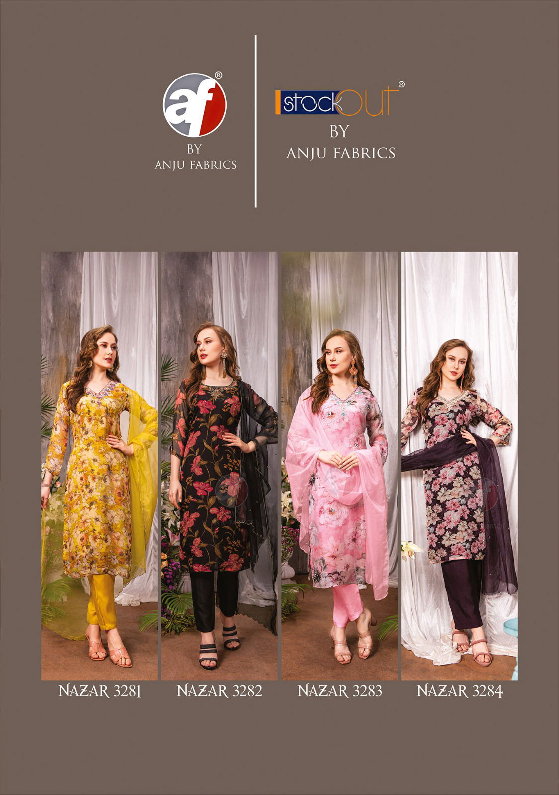 Nazar Vol 5 By Af Organza With Digital Print Kurti Bottom With Dupatta Catalog