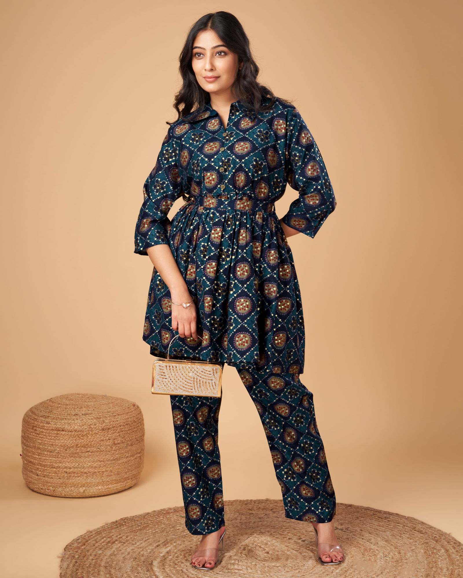 Mann Printed Chanderi Short Kurti With Bottom Catalog
