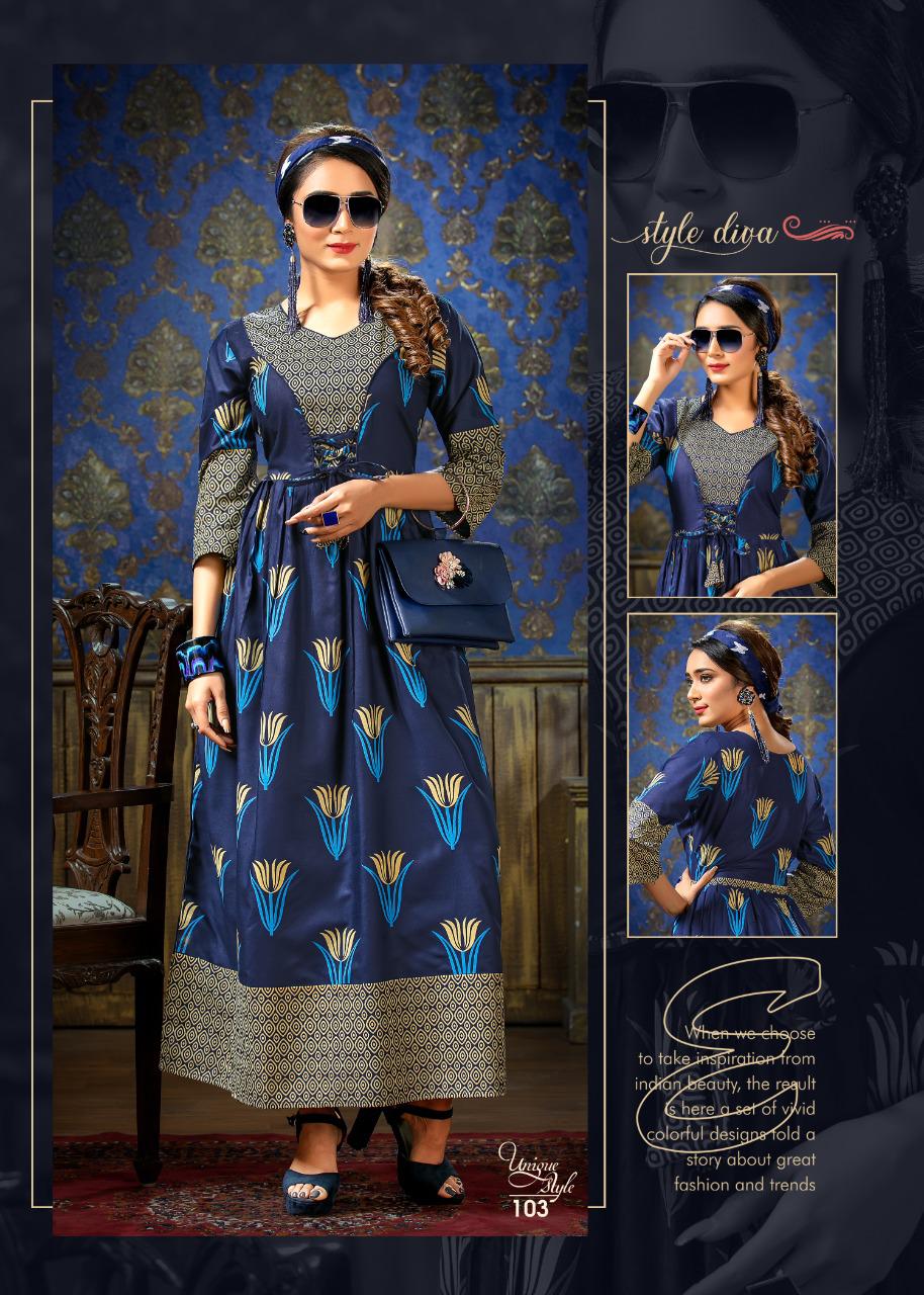 Ft Unique Style Latest Fancy Designer Heavy Rayon Printed Long Anarkali Kurtis Collection
