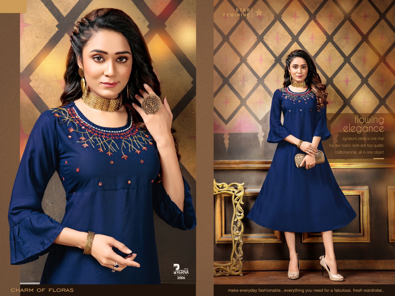 Prerna 7 Rayon Ethnic Wear Flair with Designer Handwork Kurtis Collection