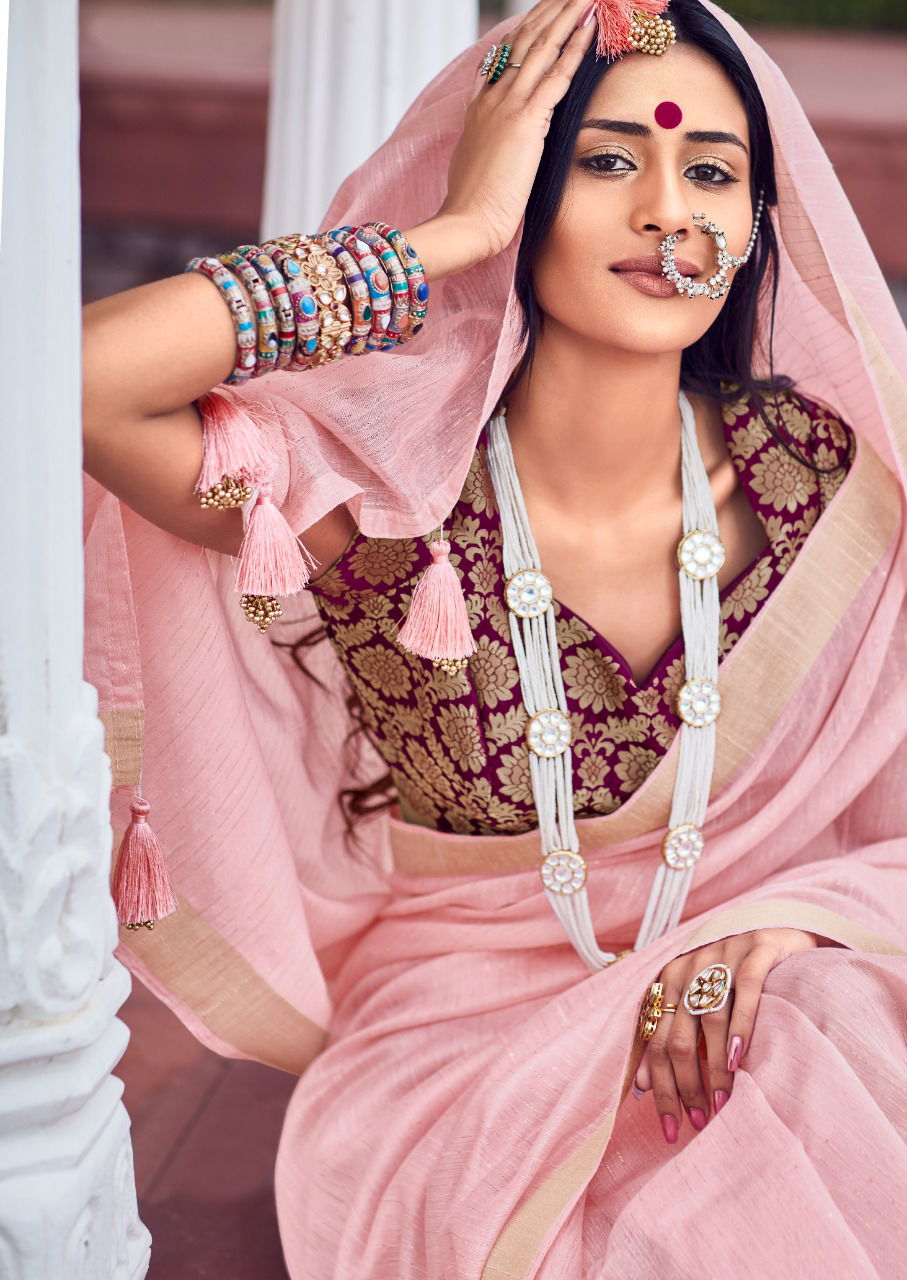 Lt Shaze Fancy Party Wear Linen Silk Latest Designer Saree Collection