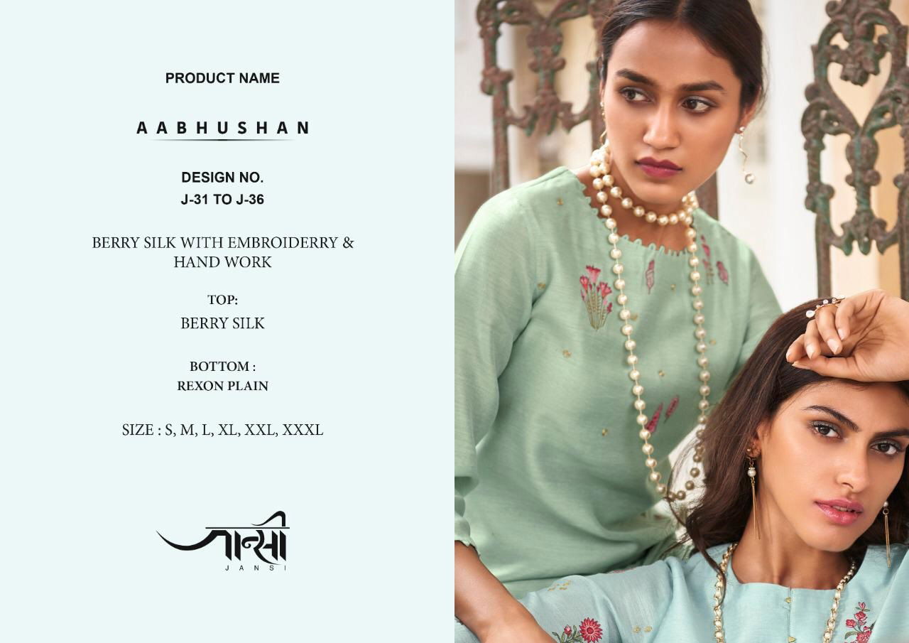 JANSI AABHUSHAN Fancy Designer Festive Wear Heavy Berry Silk Kurtis With Bottom Collection
