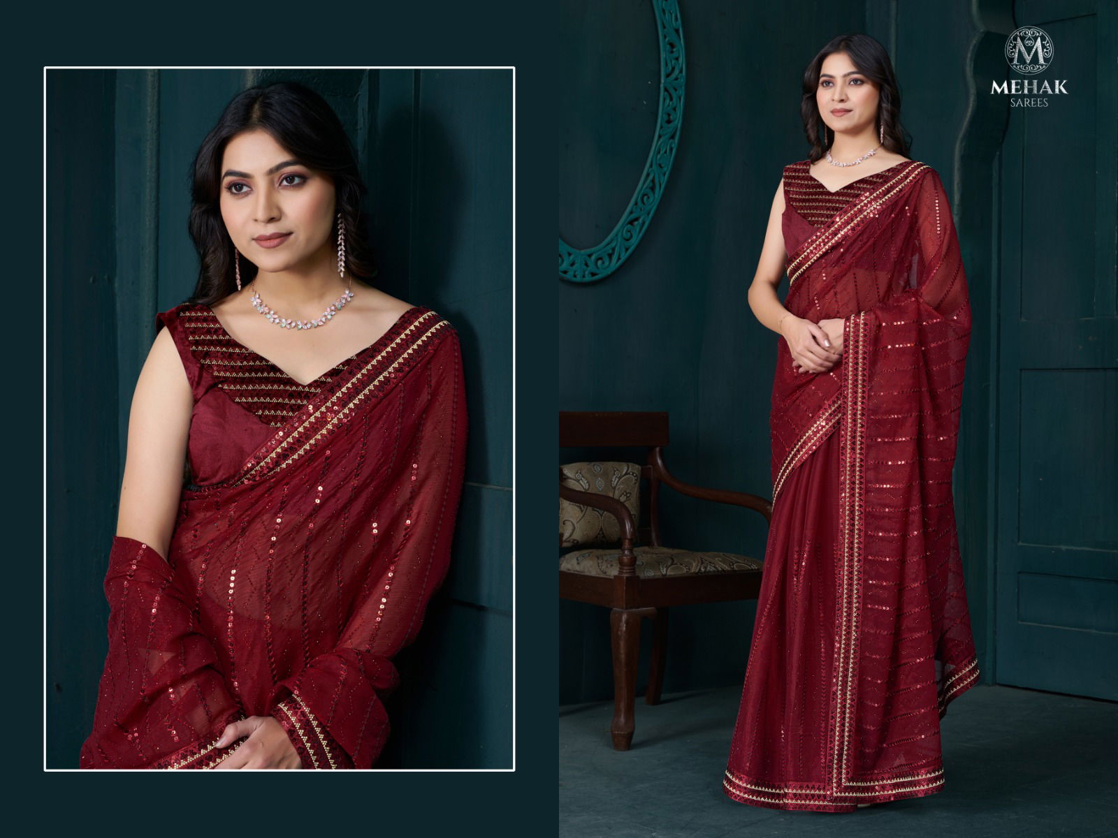 Mehek 892 A To D Silk Organza Embroidery Party Wear Saree Online Wholesale
