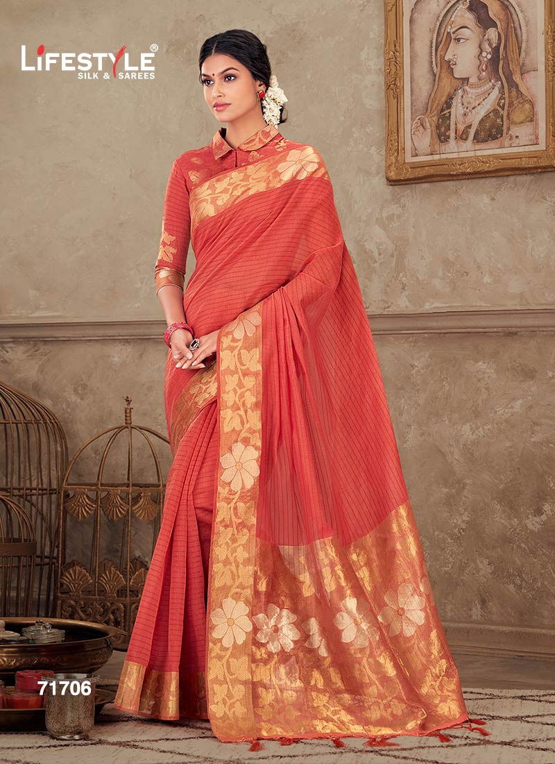 LIFE STYLE LASHKARA  VOL-1 Latest Fancy Designer Festive Wear Heavy Chanderi Gala Silk Rich Pallu Saree Collection