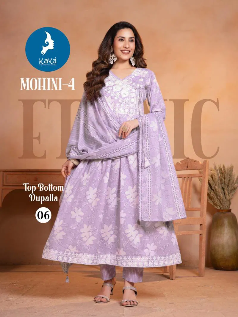 Mohini 4 By Kaya Cotton Printed Kurti Pant With Dupatta Wholesale Clothing Distributors In India
