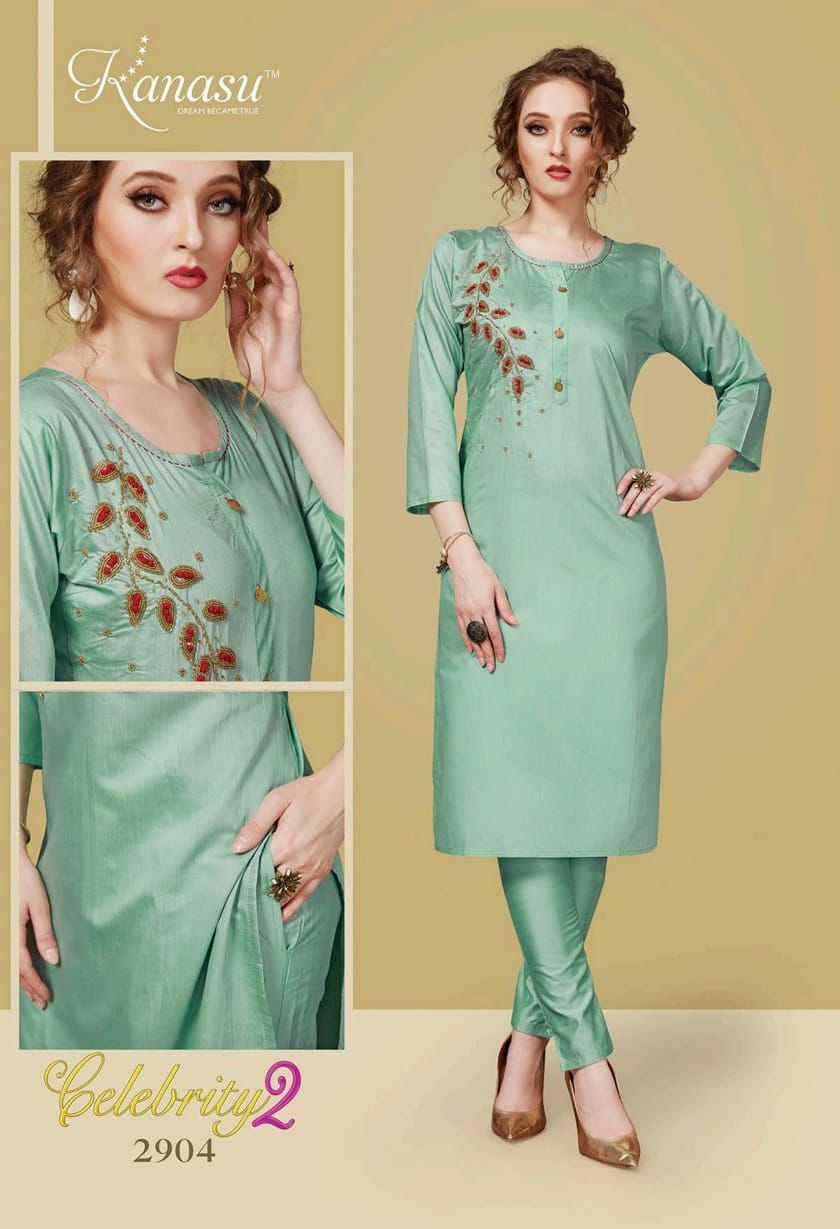 Kanasu Celebrity 2 Ethnic Wear Silk Designer Kurti With Bottom Collection
