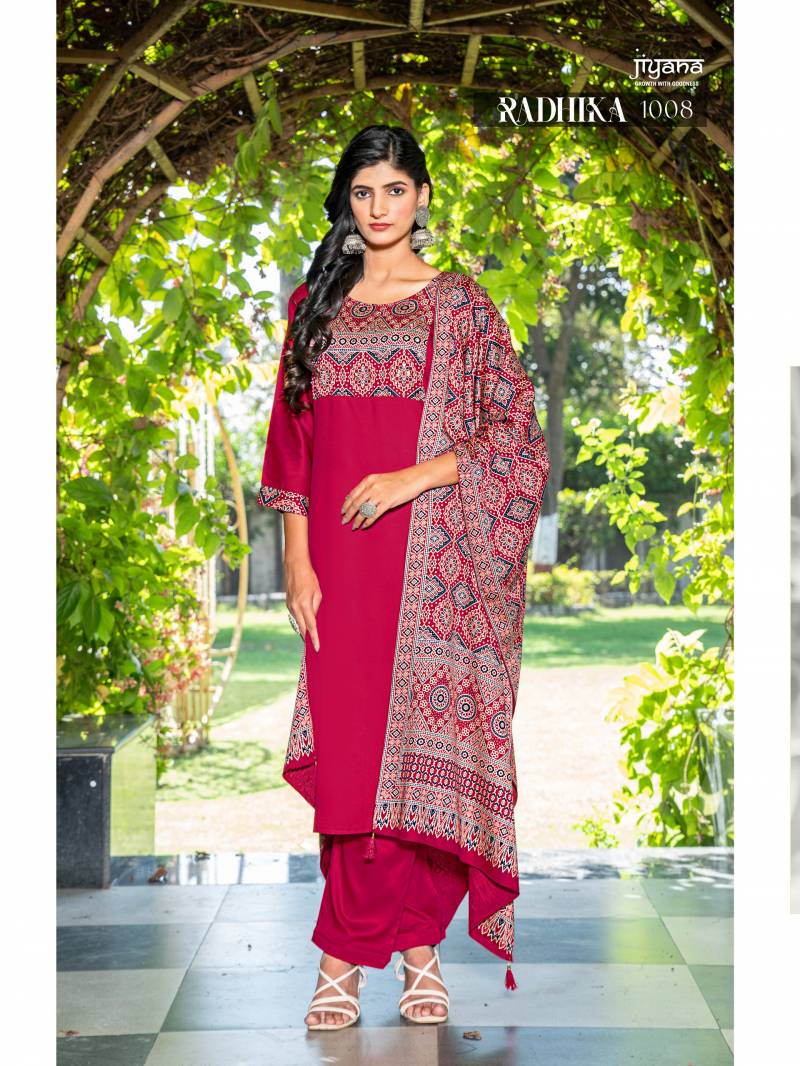 Jiyana Radhika Gajji Silk Kurti Bottom With Dupatta Suppliers In India