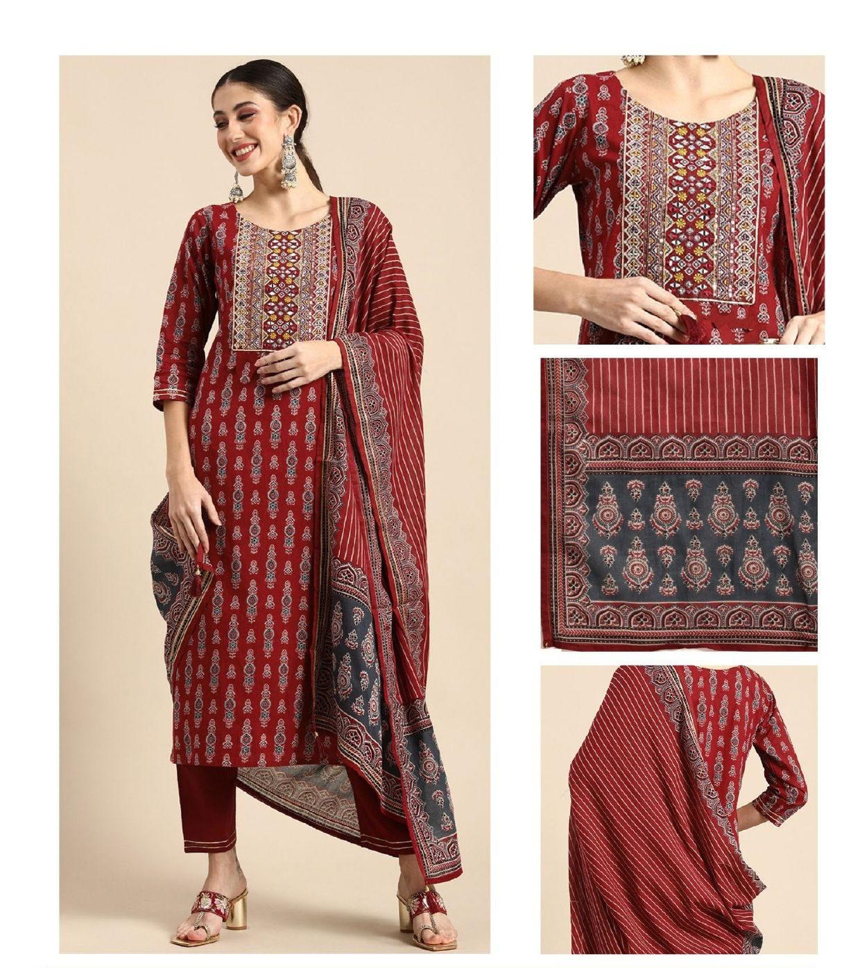 Av Embroidery Designer Viscose Online Kurti With Bottom Dupatta Wholesale
