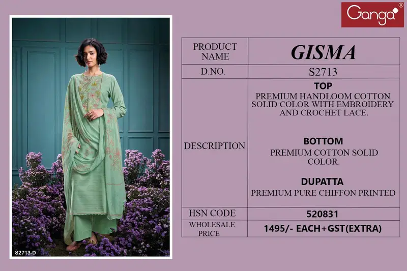 Gisma 2713 By Ganga Cotton Wholesale Dress Material Suppliers In Mumbai