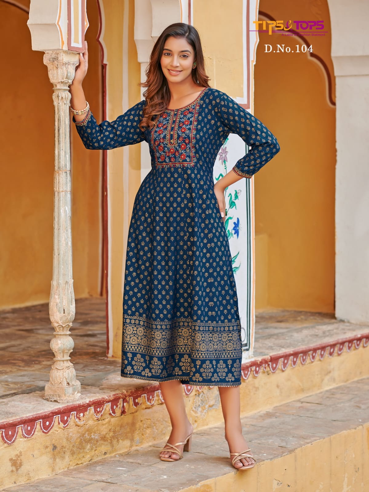 Charmie By Tips And Tops Rayon Slub Foil Printed Kurti Catalog
