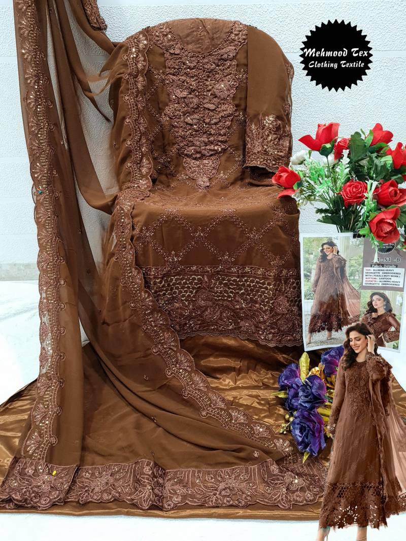 Mehboob Tex M 51 B Embroidered Pakistani Salwar Suit Wholesale In India
